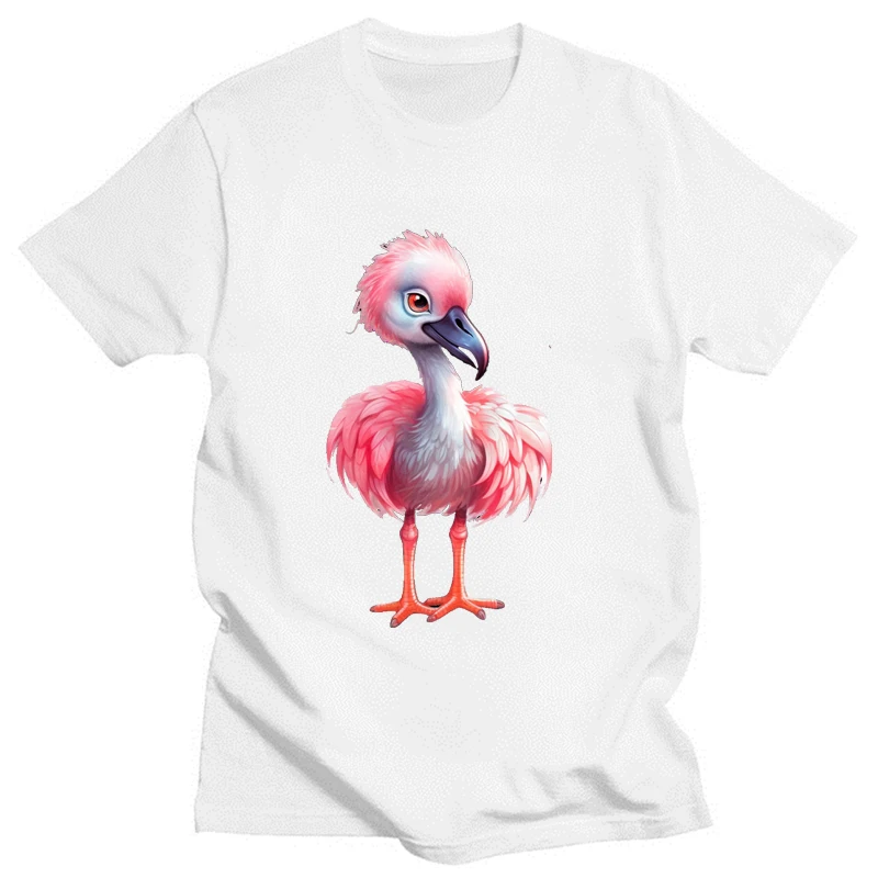 Женская футболка с милым рисунком фламинго из чистого хлопка с короткими рукавами, одежда Kawaii, футболки с графическим рисунком, топ Y2k в готическом стиле Харадзюку