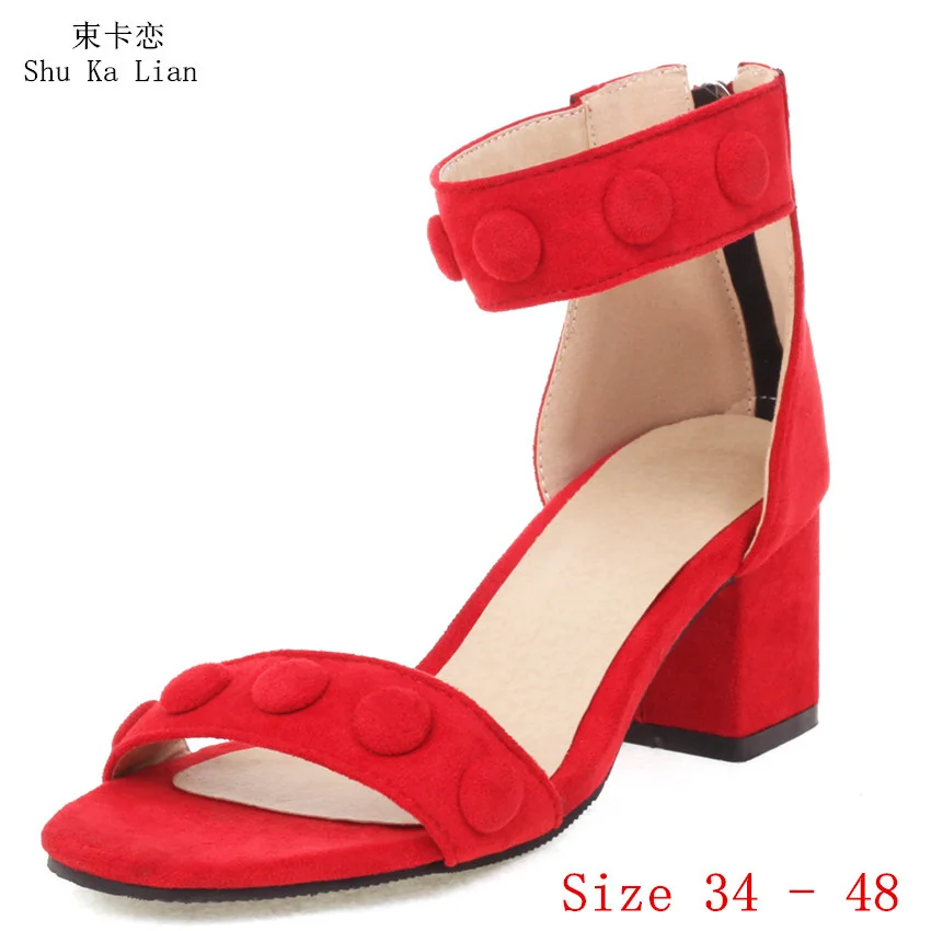 Женские сандалии-гладиаторы на высоком каблуке 7 см, Летняя обувь, женские босоножки на высоком каблуке, большие размеры 34-48