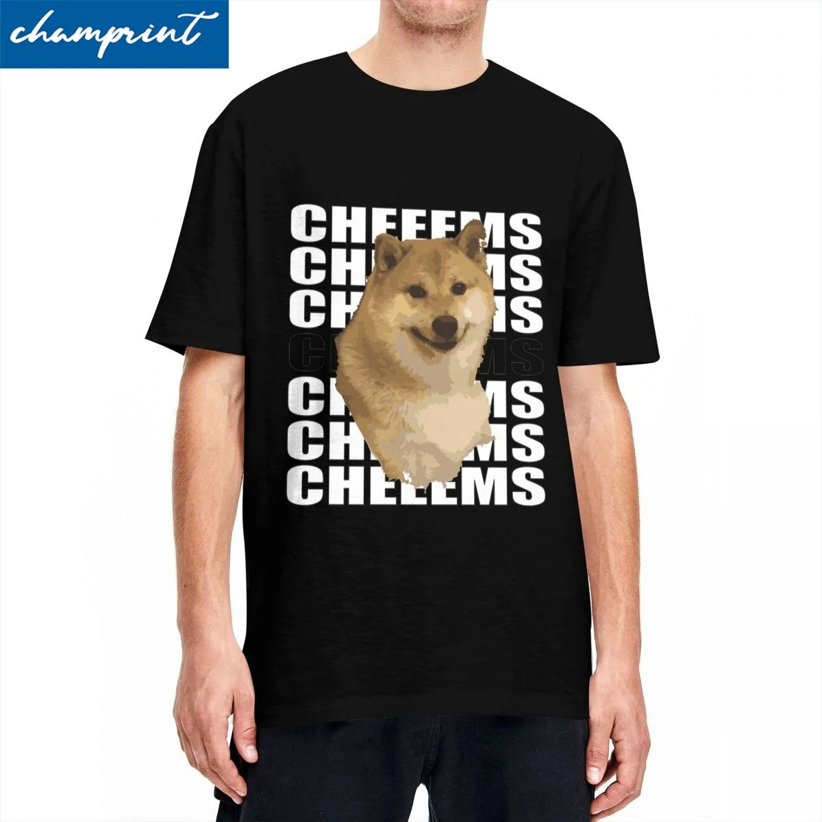 Забавная футболка Cheems Cheems Cheems Dog Мужская Хлопковая Футболка С коротким рукавом Balltze Doge Meme, Летняя футболка с круглым вырезом