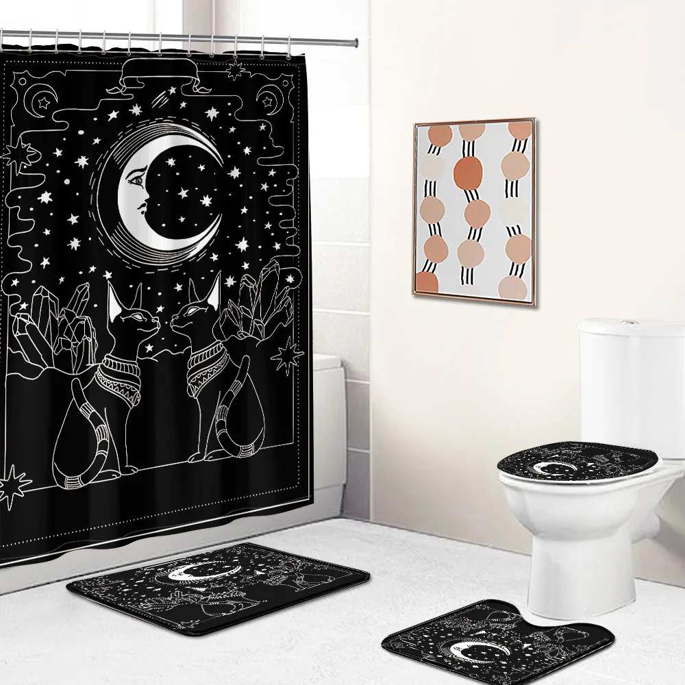 Занавеска для душа в богемном стиле с луной, простые комплекты штор для ванной комнаты в американском стиле, деревенский коврик для ванной, коврики для декора 180x180 см