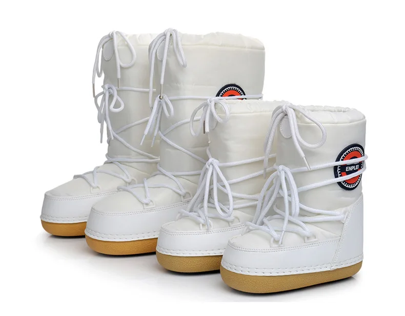 Зимние зимние ботинки для родителей и детей 2023 года, лыжные ботинки, женские толстые теплые хлопковые ботинки на плоской платформе со шнуровкой, лыжные ботинки для мальчиков и девочек