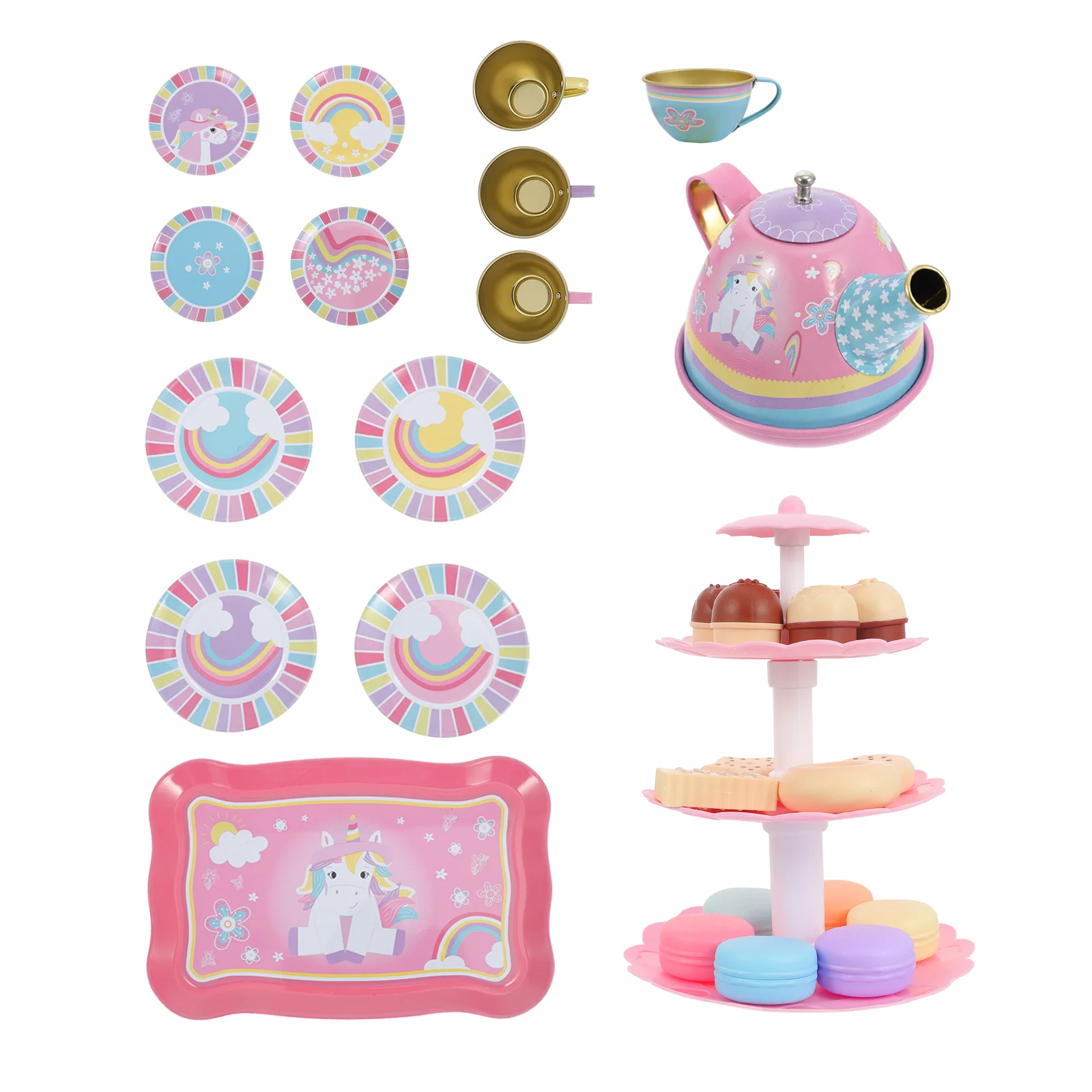Игровой домик, чайный сервиз, Десертная башня, Игрушечные кухонные игрушки для девочек, обучающая жестяная тарелка, Послеобеденное приготовление для детей
