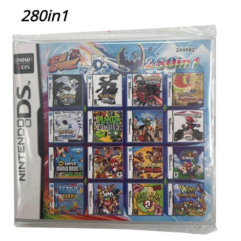 Игровые карты 3DS Комбинированные карты NDS 280 В 1 картридже для начинающих и элитных игр, повседневных развлечений, подарков любимым