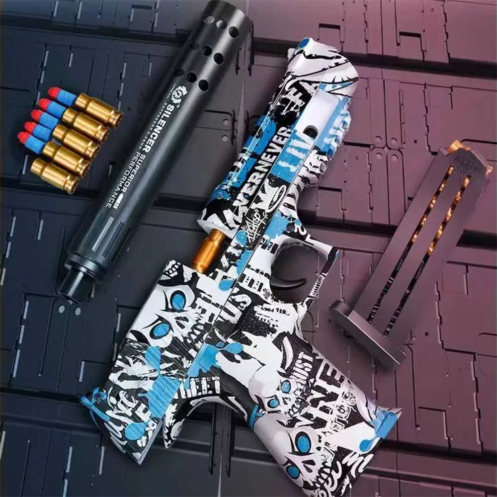 Игрушечные пистолеты с мягкой пулей для детей девочек Пистолет для выброса снаряда Glock Пистолет Подарок мальчикам на День рождения Glock Мягкая пуля Поддельный пистолет