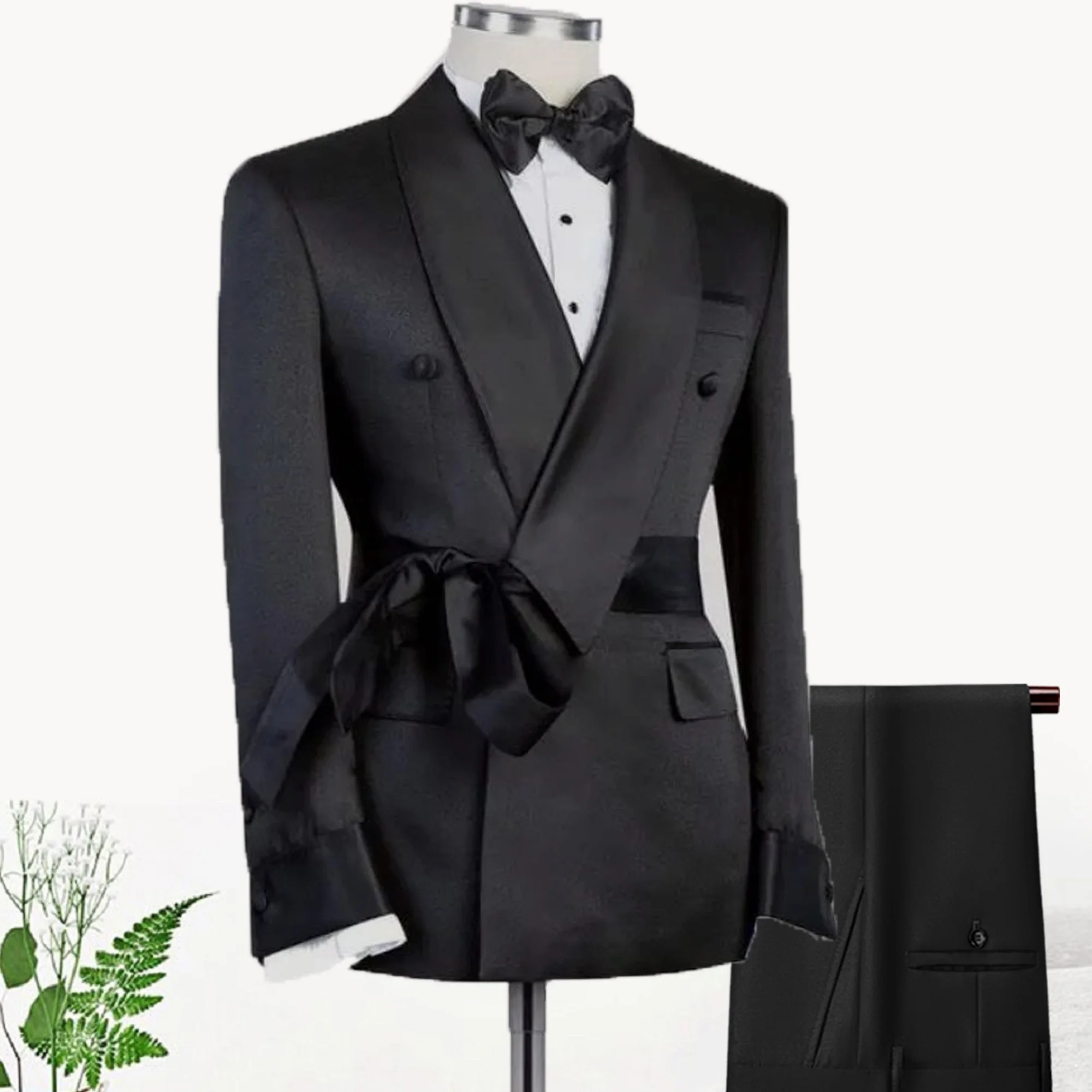 Изготовленные на заказ классические официальные черные свадебные костюмы для жениха-мужчины, модный фрак для вечеринки, выпускной, Двубортные мужские блейзеры с воротником-шалью