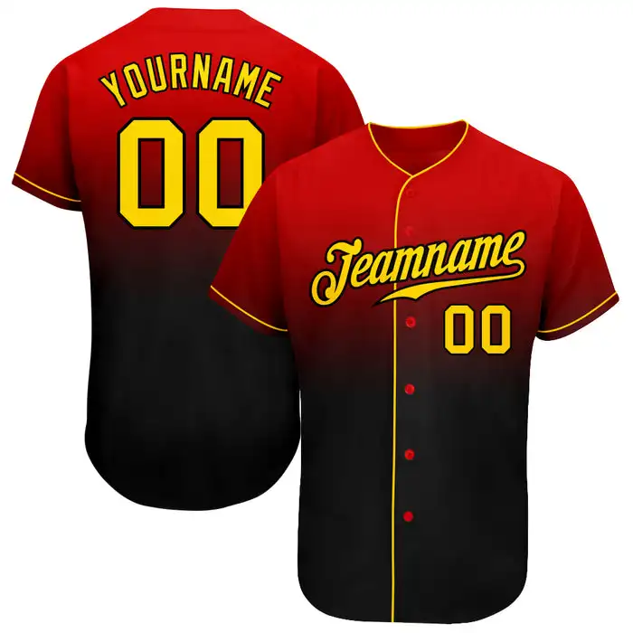 Изготовленный на заказ красно-золотисто-черный увядающий модный персонализированный бейсбольный свитер