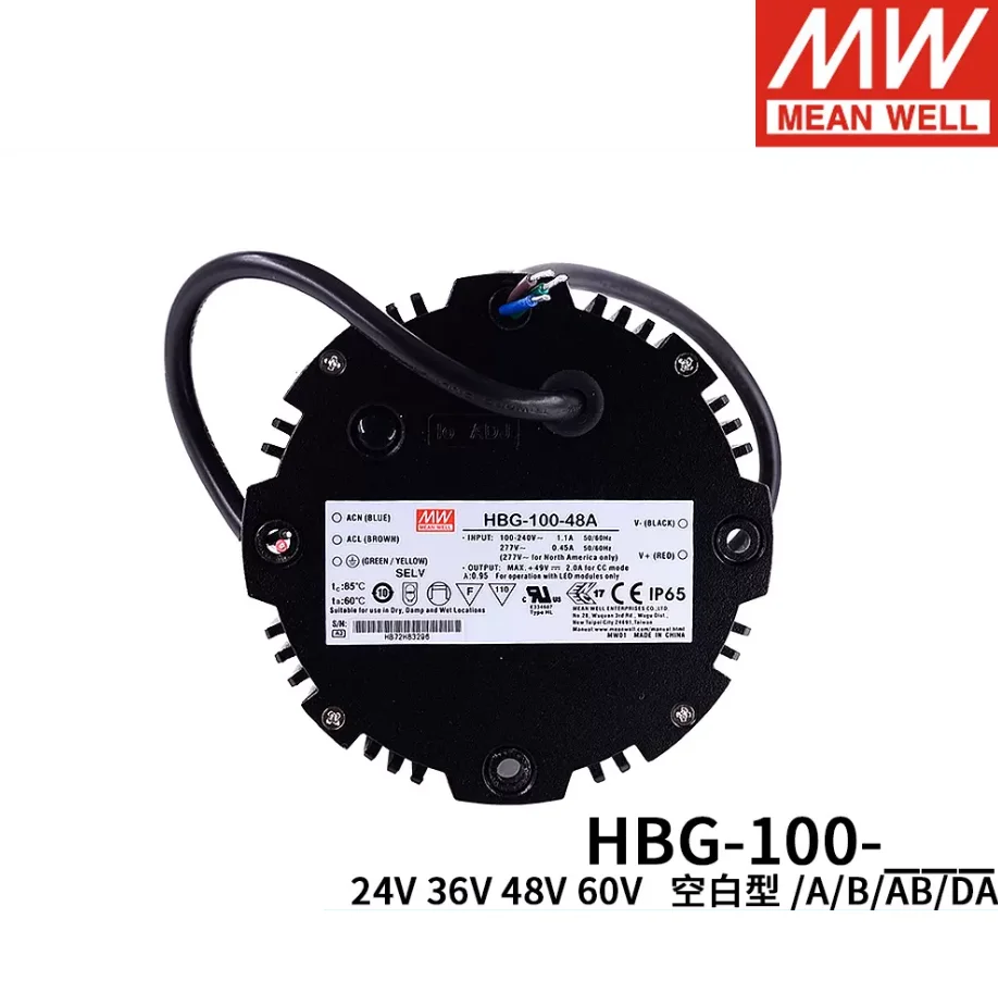 Импульсный Источник питания MEAN WELL HBG-100-24A36A48A60A Круглый Водонепроницаемый С Регулировкой Постоянного Тока HBG-100