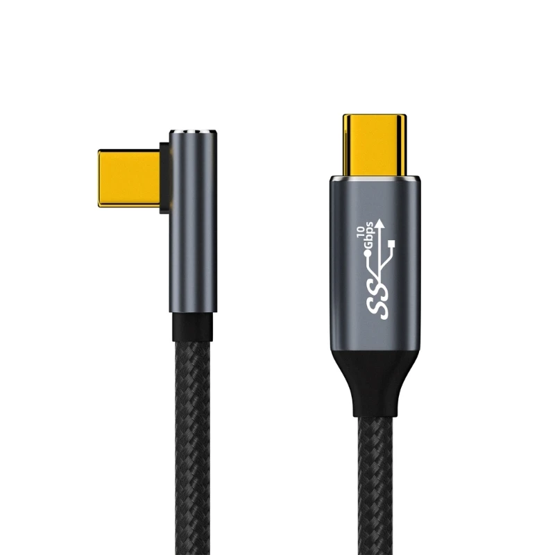 Кабель USB C к USB C 3.1 Gen2 90Degree Type C 100 Вт Шнур Видеовыхода 4K60Hz 5A Питание Зарядный Провод для Pad PC
