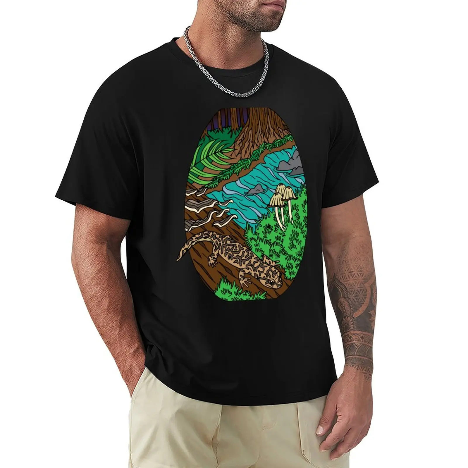 Калифорнийская гигантская Саламандра (Dicamptodon ensatus) Футболка забавные футболки с графикой футболки с тяжелым весом футболки для мужчин