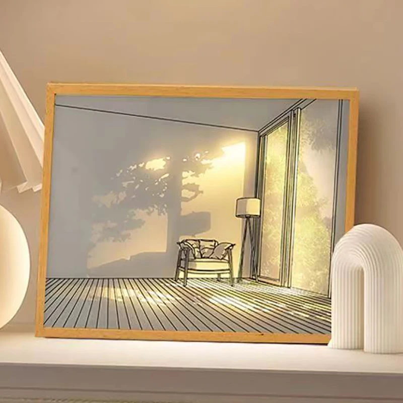 Картина в стиле аниме с солнечным светом, ночник, перезаряжаемый для декора стен спальни, милая лампа, украшение стола для спальни