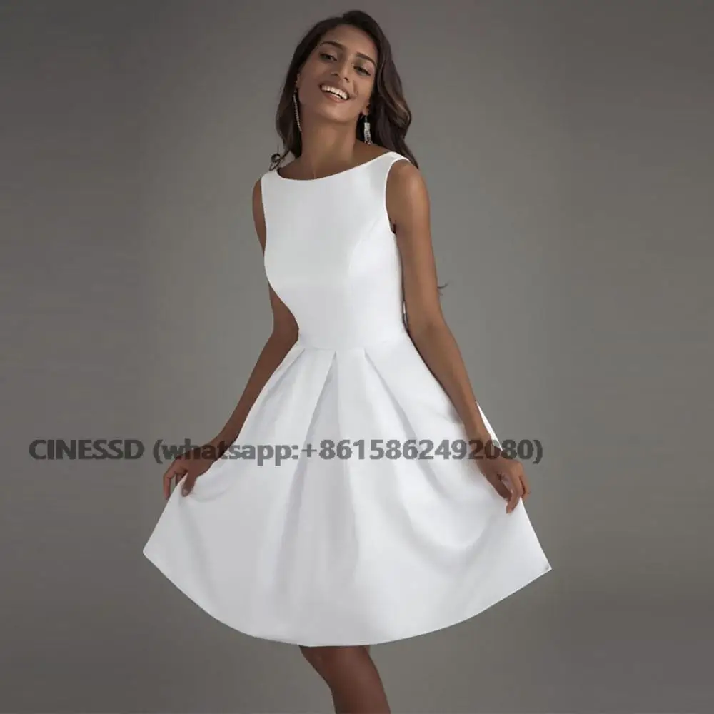 Короткие Свадебные платья 2023 Белое Свадебное платье цвета слоновой кости Белые Платья невесты Высококачественные Атласные Свадебные платья