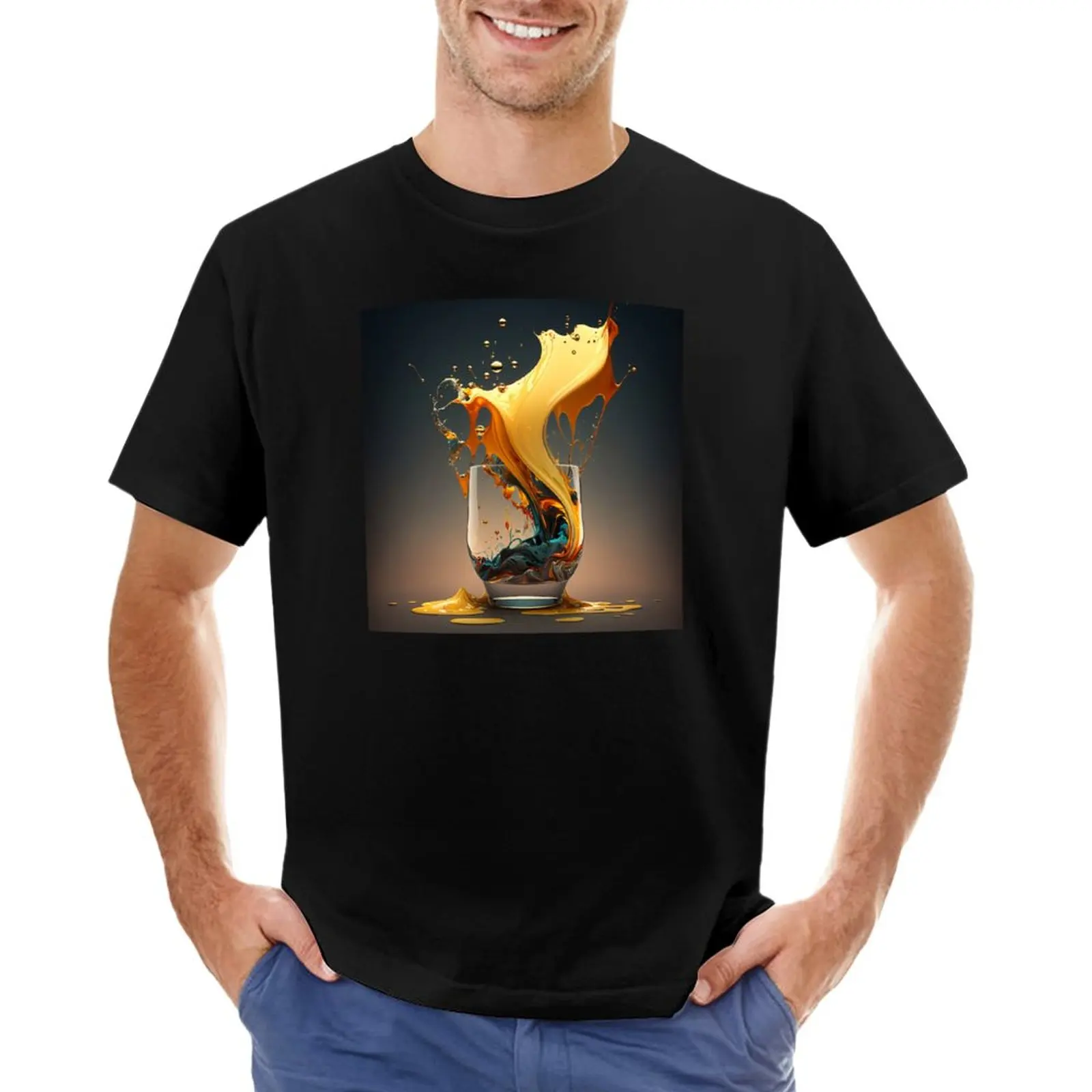 Красочная футболка с абстрактным взрывающимся лакокрасочным стеклом, футболки на заказ создайте свои собственные мужские футболки с графическим рисунком