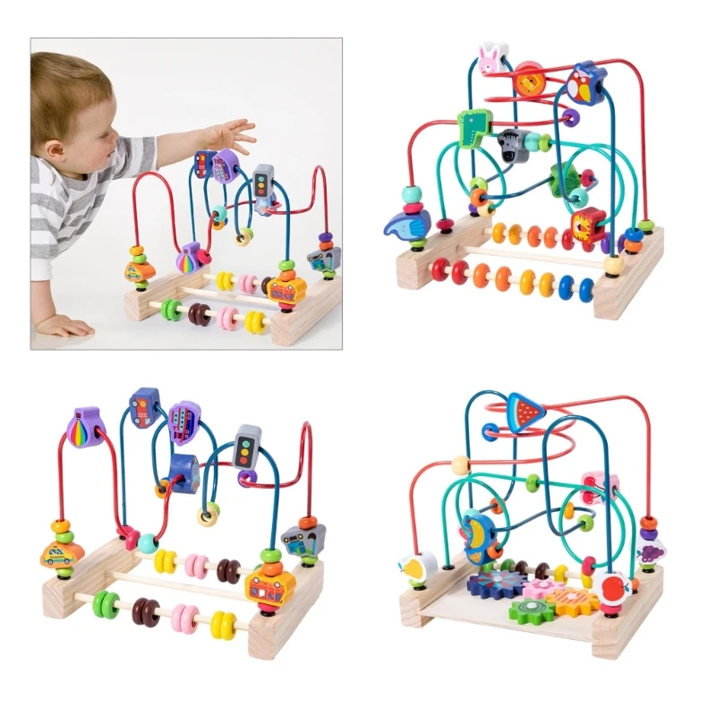 Красочные американские горки, дошкольная развивающая игрушка для раннего развития, детские тоддеры для хватания, деревянные счеты, игрушка-головоломка