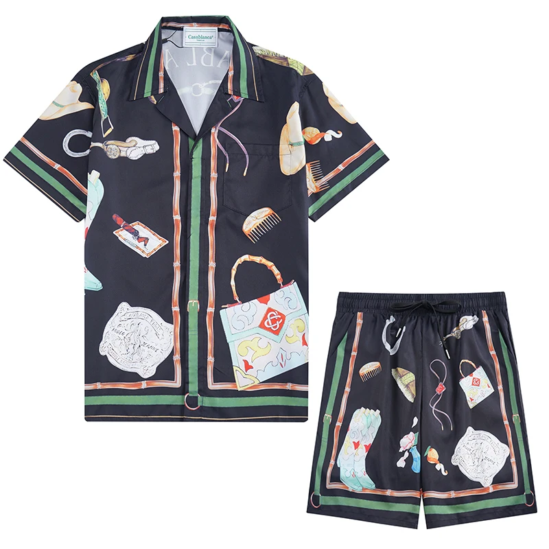 Летний комплект Real Casablanca, Мужские И женские Модные рубашки, Повседневные мужские рубашки с карманами на пуговицах, Мужская рубашка