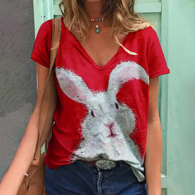 Летняя женская мода 2023 года, футболка с коротким рукавом и 3D милым животным принтом, футболка с круглым вырезом, повседневная уличная женская одежда на каждый день