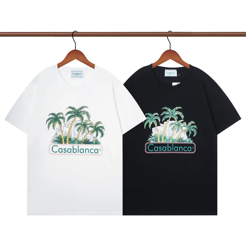 Летняя футболка Casablanca с логотипом Гавайской пальмы и коротким рукавом Casablanca, мужская и женская повседневная футболка с коротким рукавом