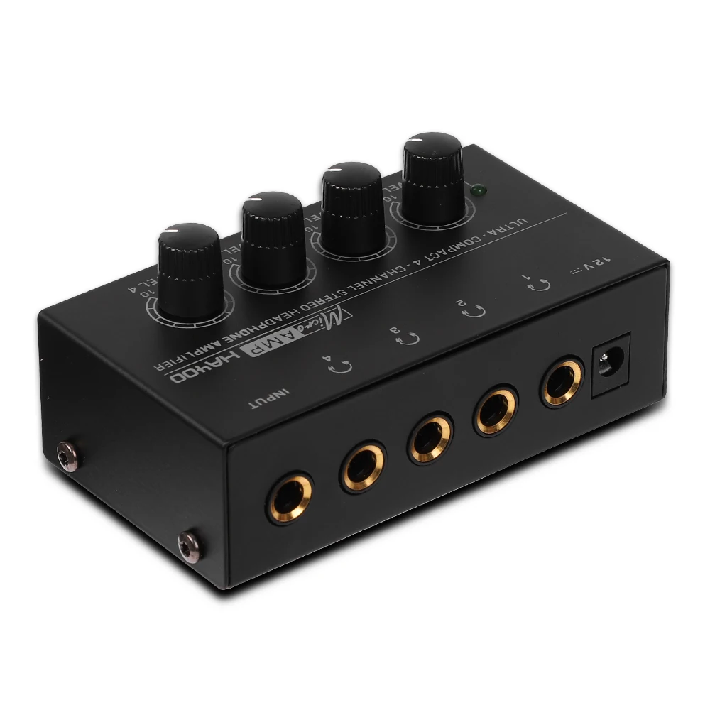 Лучшие предложения 4-канальный мини-стерео усилитель для наушников HA400, ультракомпактный аудиоусилитель с адаптером питания EU US Plug Adapter