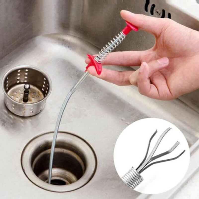 Металлический ручной крюк для чистки кухонной раковины Канализационное дноуглубительное устройство Пружинная труба