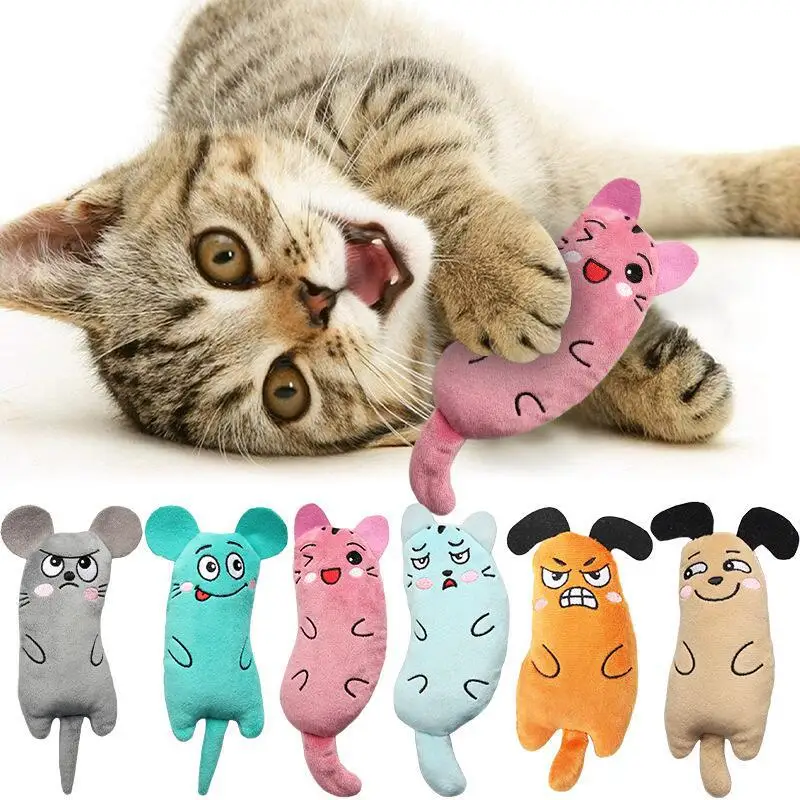 Милые Игрушки для кошек Забавная Интерактивная Плюшевая игрушка для кошек, Мини-Скрежещущие зубами Игрушки из кошачьей мяты, Котенок, Жующий Скрипучую Игрушку, Аксессуары для домашних животных