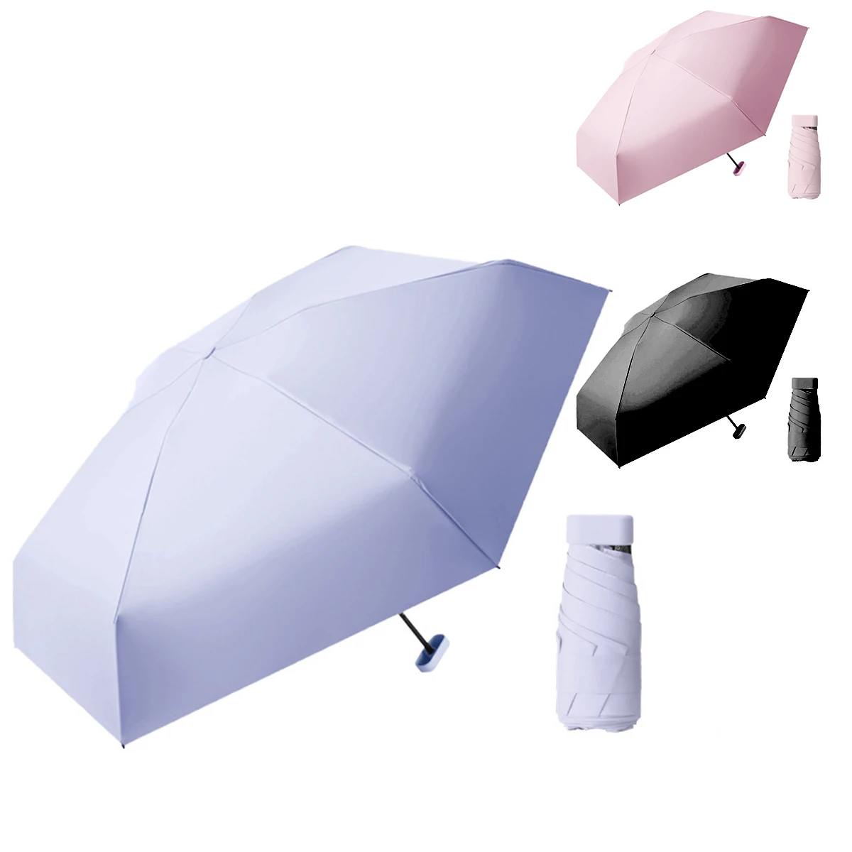 Мини-зонт, маленький дорожный зонт с чехлом, Ультрапортативный зонт с защитой от ультрафиолета, Компактный карманный непромокаемый ветрозащитный зонт