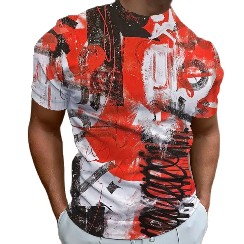 Модная мужская футболка с коротким рукавом с рисунком в стиле ретро, граффити, 3D-печать, повседневные уличные летние топы оверсайз, мужские рубашки, футболка, одежда