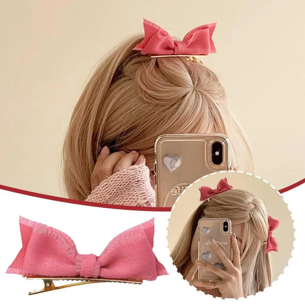 Модная шпилька для девочек Розовый бант 3D боковая шпилька ручной работы Милая принцесса Элегантность Головной убор Подарок на День рождения
