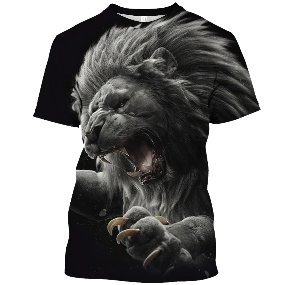 Мужская летняя футболка с 3D принтом животного, Дракона, тигра, узор с круглым воротником, короткий рукав, Свободный модный повседневный топ Оверсайз