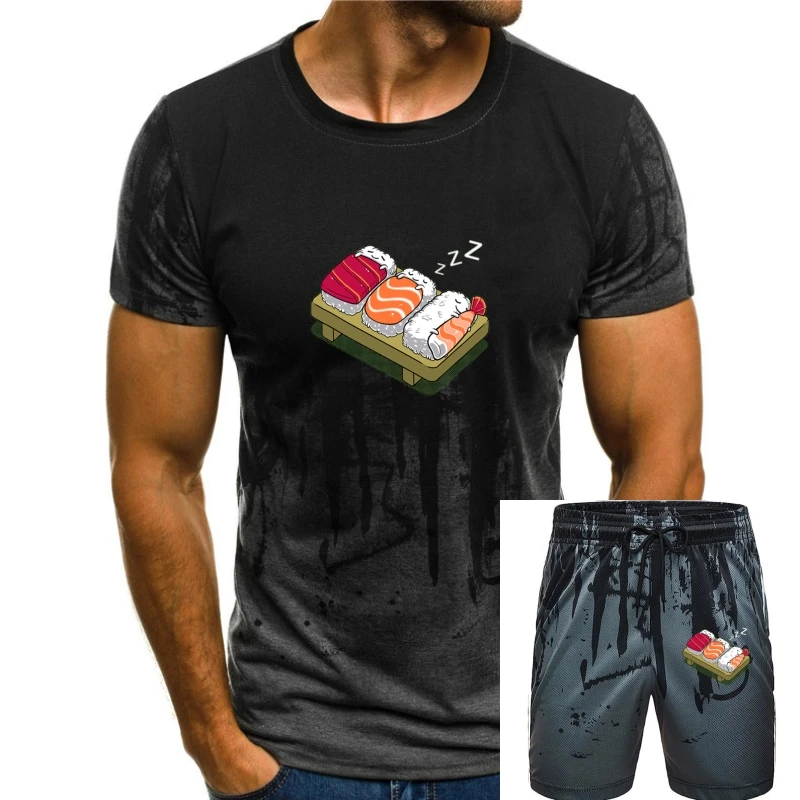 мужская повседневная модная футболка с круглым вырезом, крутая мужская футболка Sleepy Sushi, новый тренд моды
