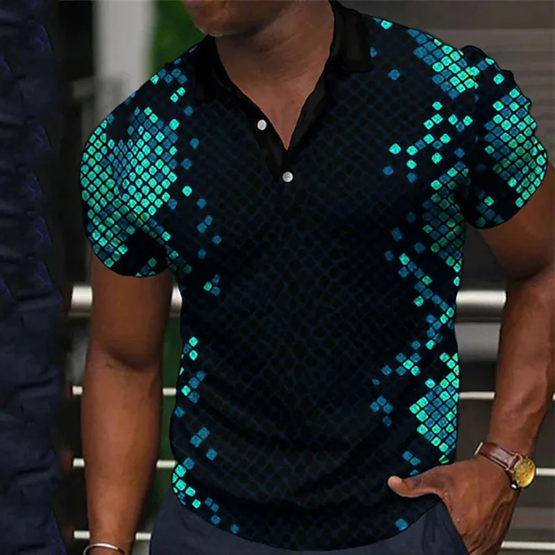 Мужская рубашка-поло с 3D-принтом, летняя повседневная модная футболка с коротким рукавом, дышащая рубашка-поло Y2k оверсайз, верхняя одежда