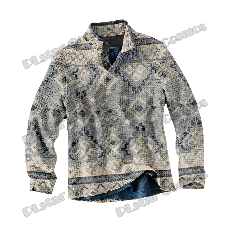 Мужская трикотажная рубашка поло со стоячим воротником и длинным рукавом с 3D рисунком PLstar Cosmos, зимний повседневный свитер унисекс, пуловер MY06