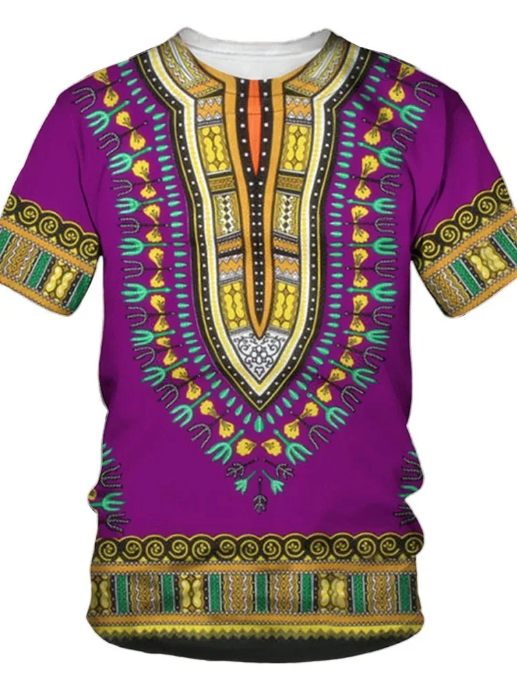 Мужская футболка с 3D-принтом African Dashi, Традиционная Повседневная Уличная одежда В Стиле Ретро С Короткими рукавами, Летняя Этническая одежда Оверсайз