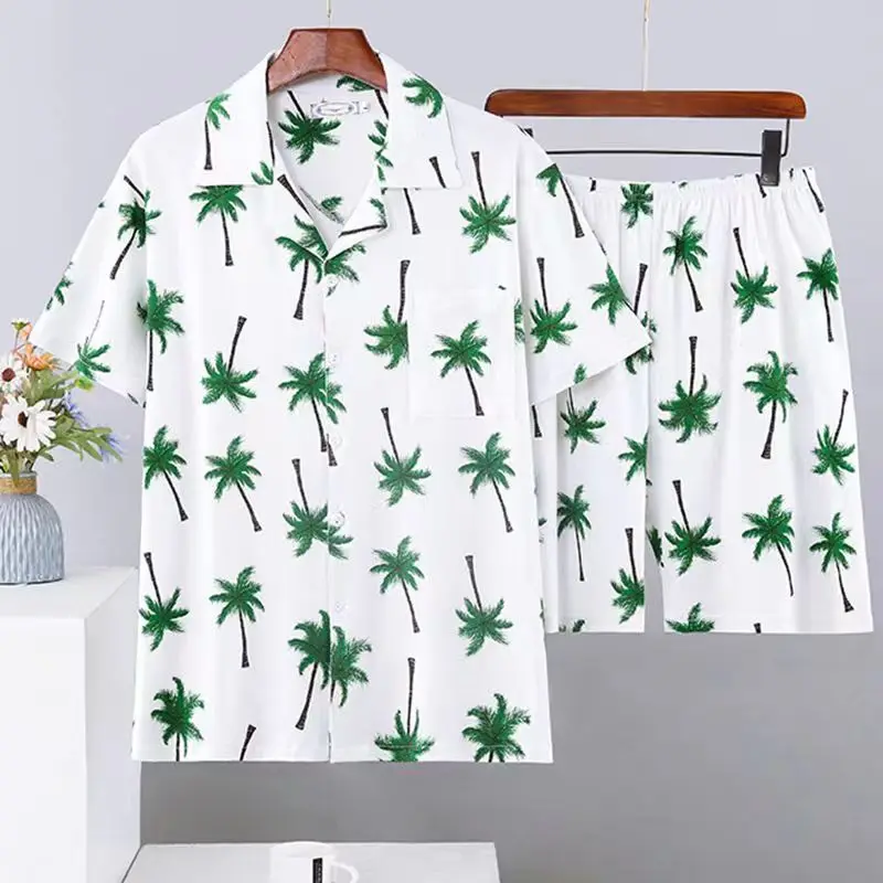 Мужские комплекты, повседневная рубашка с лацканами в стиле пэчворк, пляжные шорты с коротким рукавом, летняя уличная одежда 2023 года, Гавайские мужские костюмы для отдыха