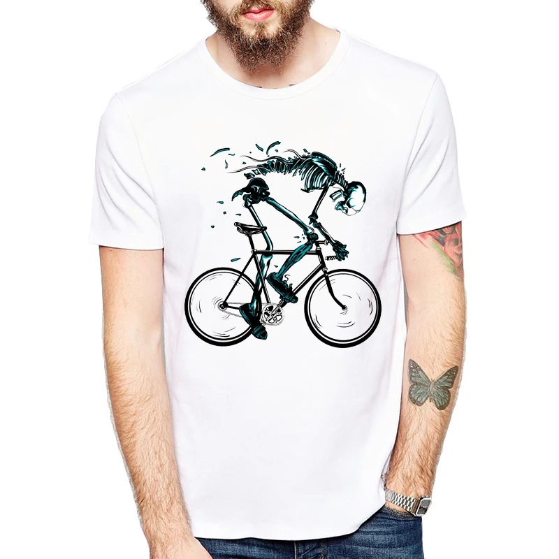Мужские футболки Weared Out Bike, футболка Skeleton Bicycle с коротким рукавом, креативная футболка с рисунком велоспорта, модные футболки с изображением черепа, уличная одежда, футболки