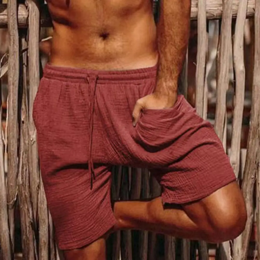Мужские шорты, мужские пляжные шорты длиной до колен с эластичным поясом и карманами на шнурках, повседневные спортивные шорты для летней пляжной одежды для мужчин