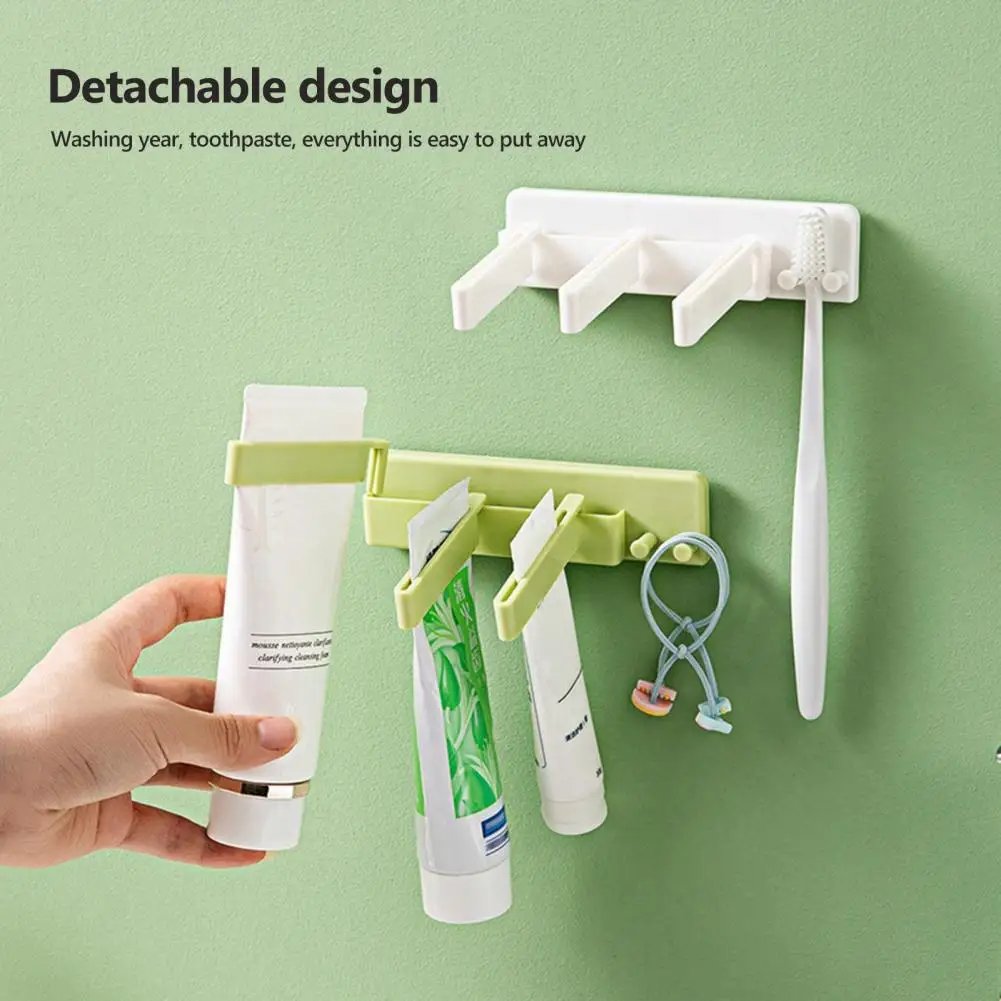 Настенный держатель для зубной пасты, универсальный настенный органайзер, зажим для зубной пасты, держатель с крючком для хранения моющих средств в ванной