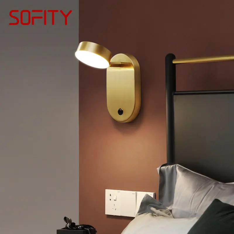 Настенный светильник TINNY Nordic Copper LED 3 Цвета С переключателем, Латунное Золотое бра для декора Дома, гостиной, спальни, прохода