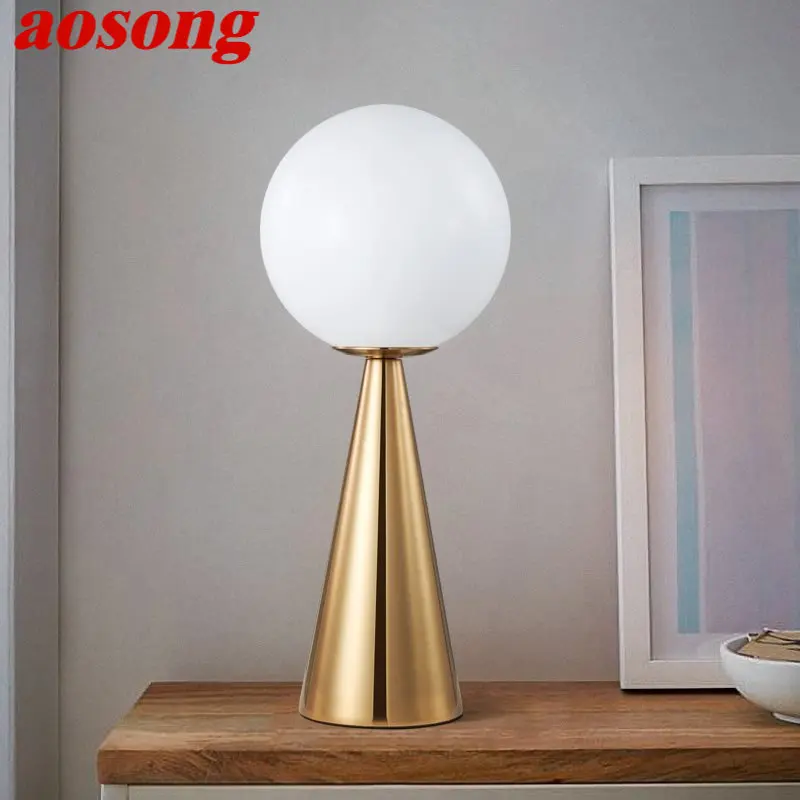 Настольная лампа AOSONG Nordic Gold LED Современный Креативный дизайн Простой Прикроватный декор Настольная лампа для дома Гостиной Спальни