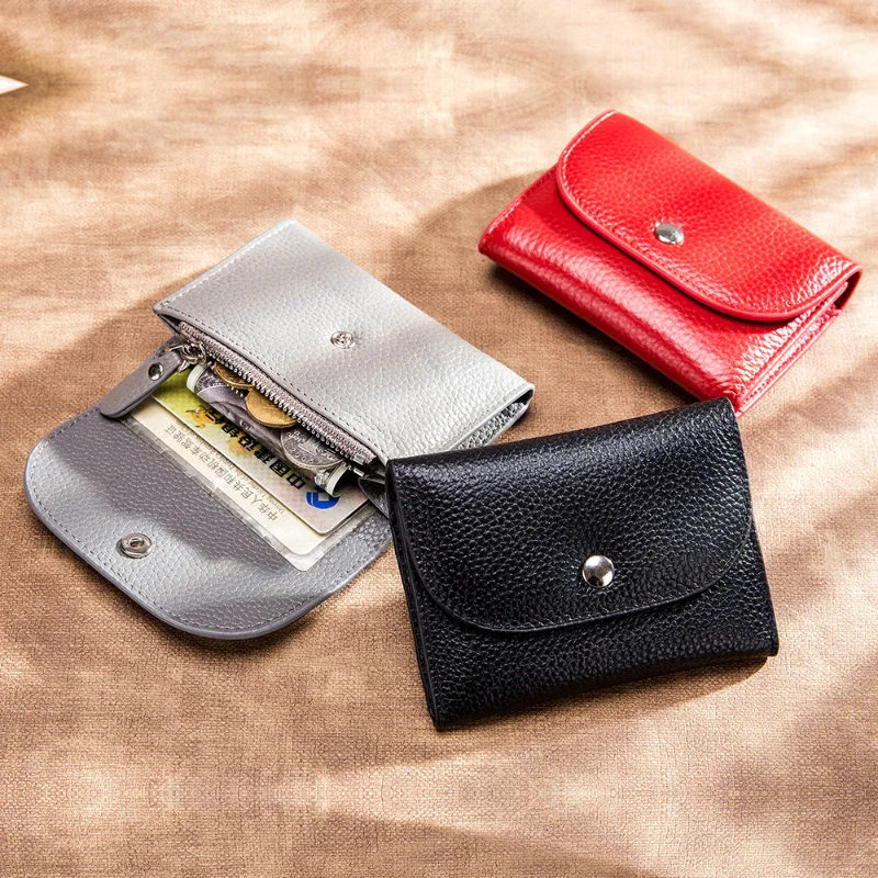 Натуральная кожа бумажник женщин повседневные простые женские короткие маленькие кошельки кошелек монета держатель карты мужчины кошелек с карман на молнии