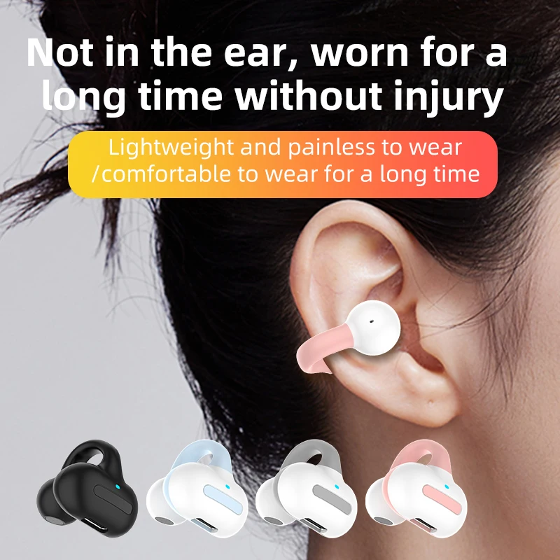 Наушники Bluetooth с костной проводимостью, открытый зажим для ушей, Беспроводные наушники с микрофоном, спортивные гарнитуры для Android и Iphone 2023
