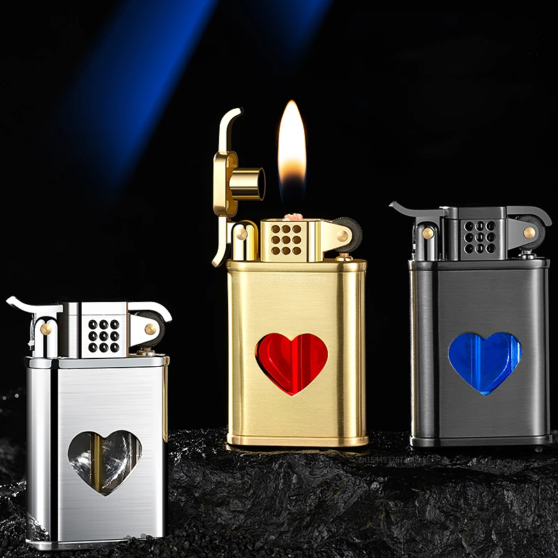 Новая креативная зажигалка для керосина Love, Прозрачный Топливный бак, Металлическая зажигалка для шлифовального круга, Коллекция подарков для мужчин и женщин, Маленькие подарки