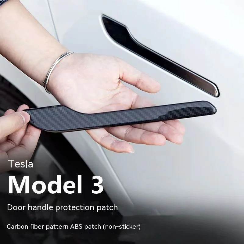 Новая Модельная Автомобильная Дверная Ручка Для Tesla Модель 3 2023 Модель Y Аксессуары Дверная Накладка Паста Model3 Углеродное Волокно ABS Три 4 шт./компл.