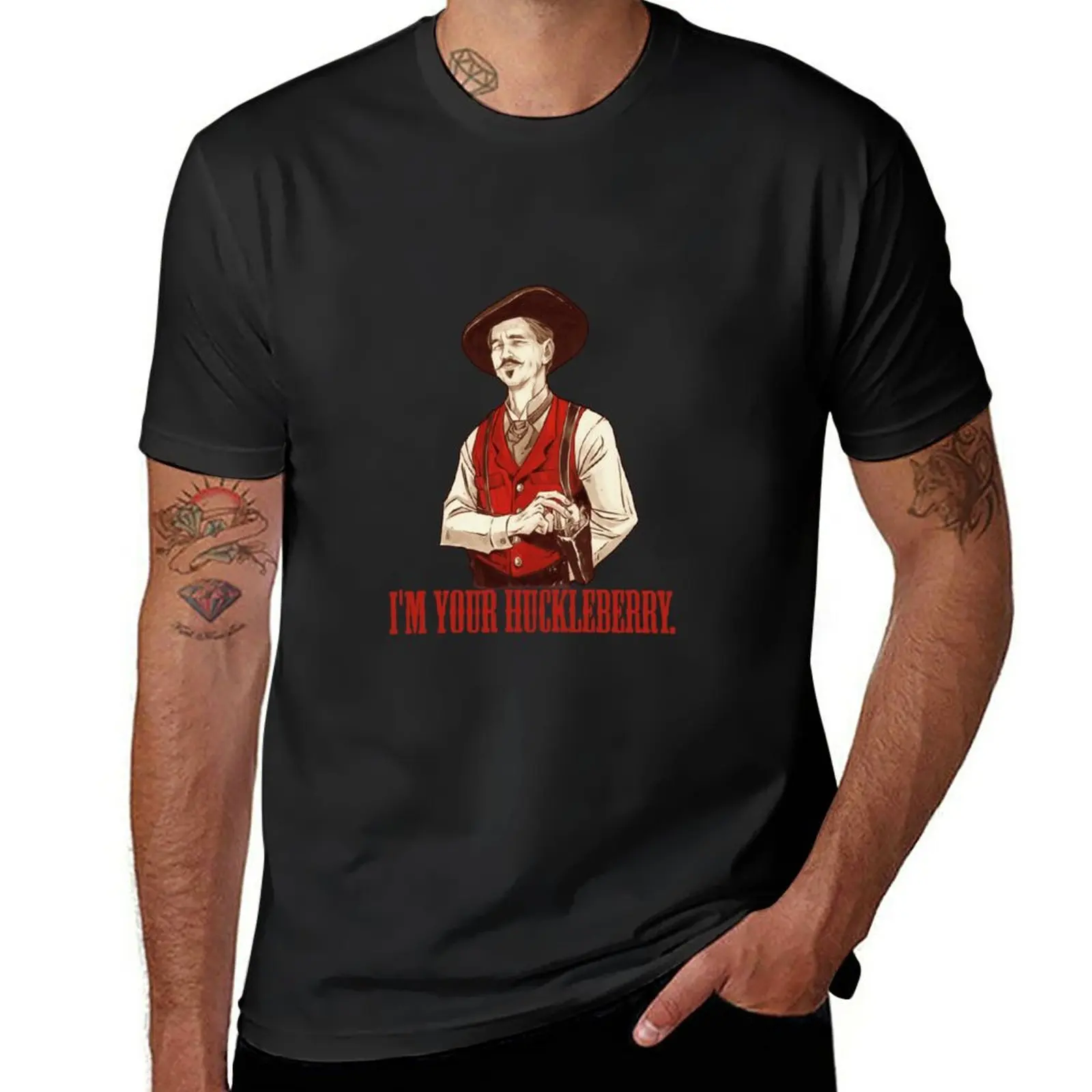 Новая футболка Doc Holliday - I'm your Huckleberry, футболки для мальчиков, мужская спортивная рубашка, винтажная одежда, мужская футболка
