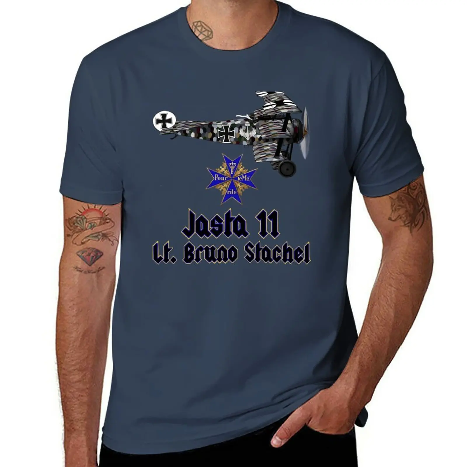 Новая футболка Jasta 11 - The Blue Max, футболки kawaii clothes, графические футболки, графические футболки, облегающие футболки для мужчин
