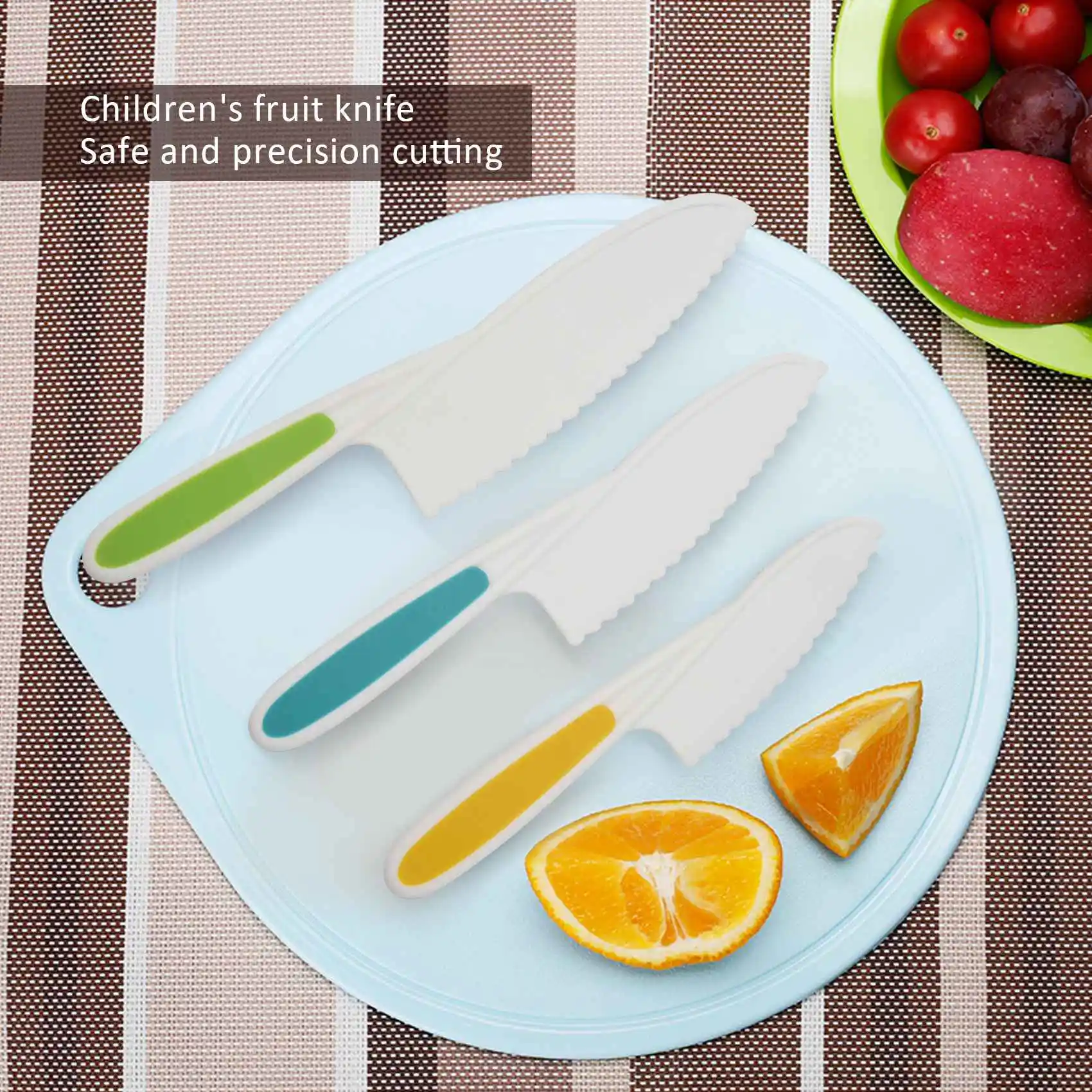 Ножи для детей, Набор кухонных ножей для выпечки из нейлона из 3 предметов, детские кухонные ножи с крепким захватом, зазубренные края