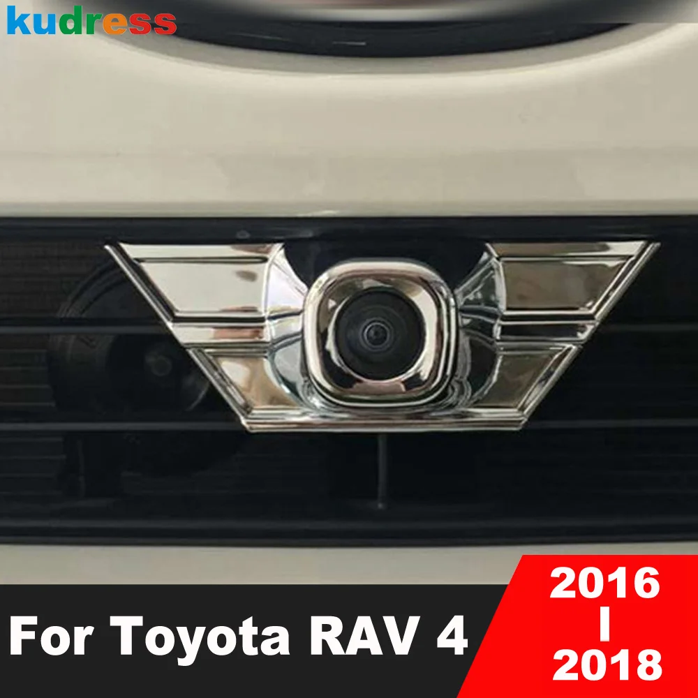 Передняя камера Веб-камера Рамка Накладка для Toyota RAV4 RAV 4 2016 2017 2018 Хромированное Оформление автомобиля Молдинг Внешние Аксессуары