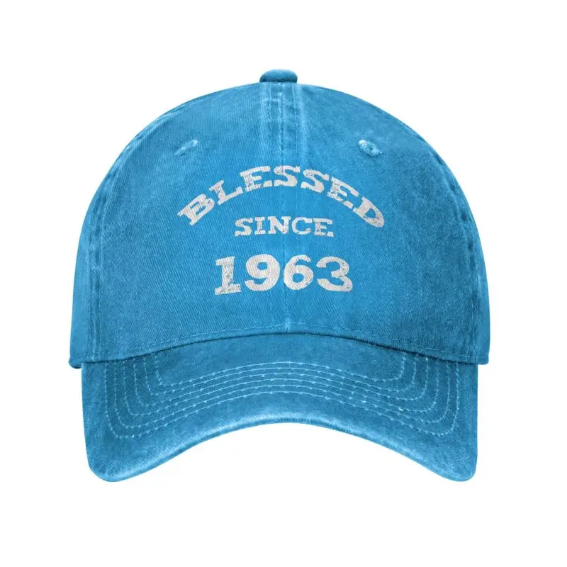 Персонализированная Хлопчатобумажная Бейсболка, Благословленная С 1963 года, Солнцезащитная Кепка Для Мужчин И Женщин, Подарки На 60 Лет, Летняя Шляпа Для Папы На 60-й День Рождения
