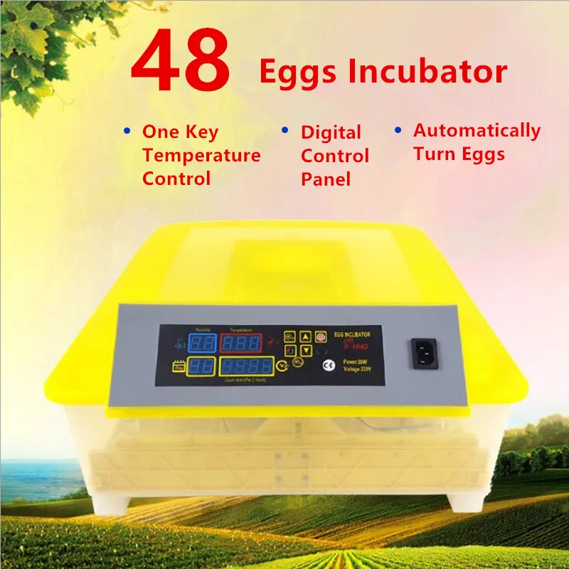 Полностью автоматический инкубатор для инкубации 48 куриных яиц, инкубационная машина для контроля температуры, инкубатор для уток и перепелов