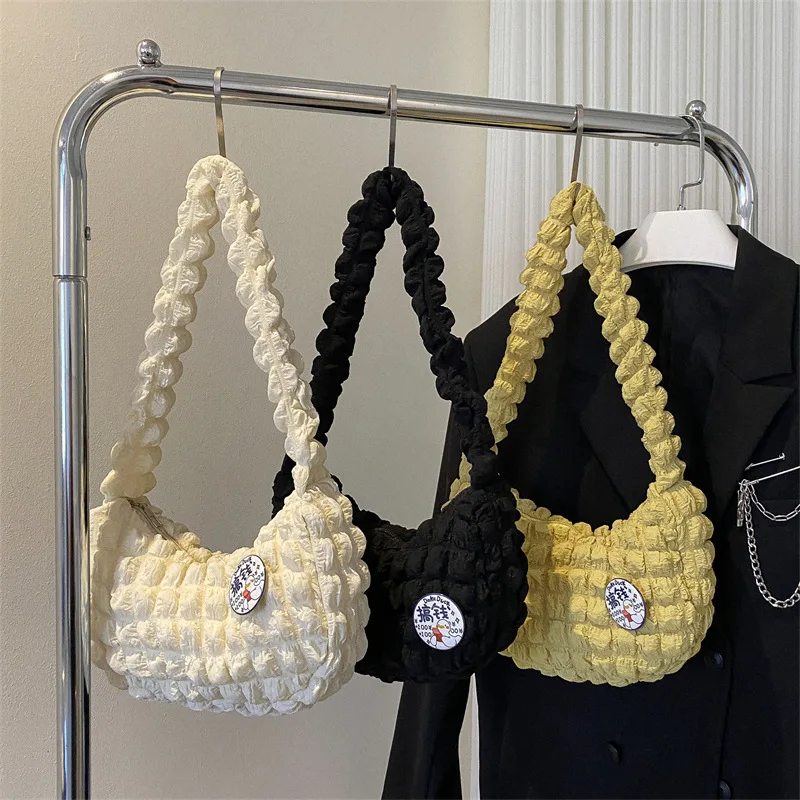 Популярные женские сумки на одно плечо 2023 года, модные плиссированные диагональные сумки через плечо, женская сумка подмышками, женская сумочка Bubble Bag