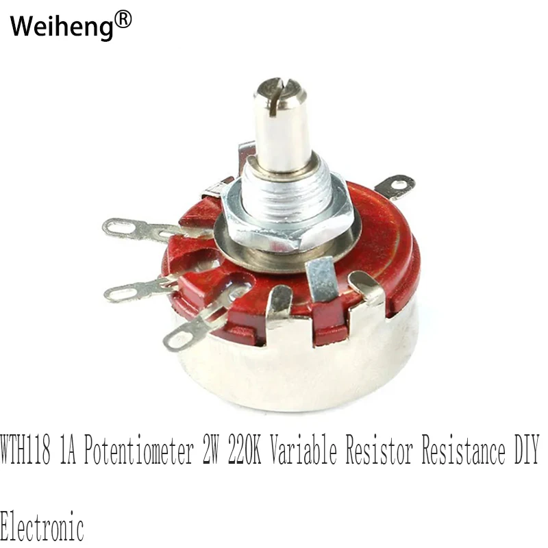Потенциометр WTH118 1A 2W 220K Переменное сопротивление резистора DIY Electronic