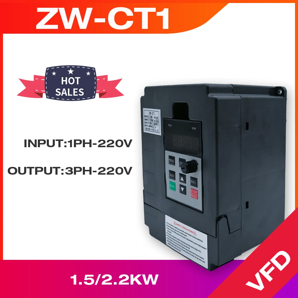 Преобразователь частоты VFD VFD 1.5KW/2.2KW Преобразователь частоты ZW-CT1 3P 220V Выходной преобразователь частоты VFD Частотно-регулируемый привод VFD 1.5KW